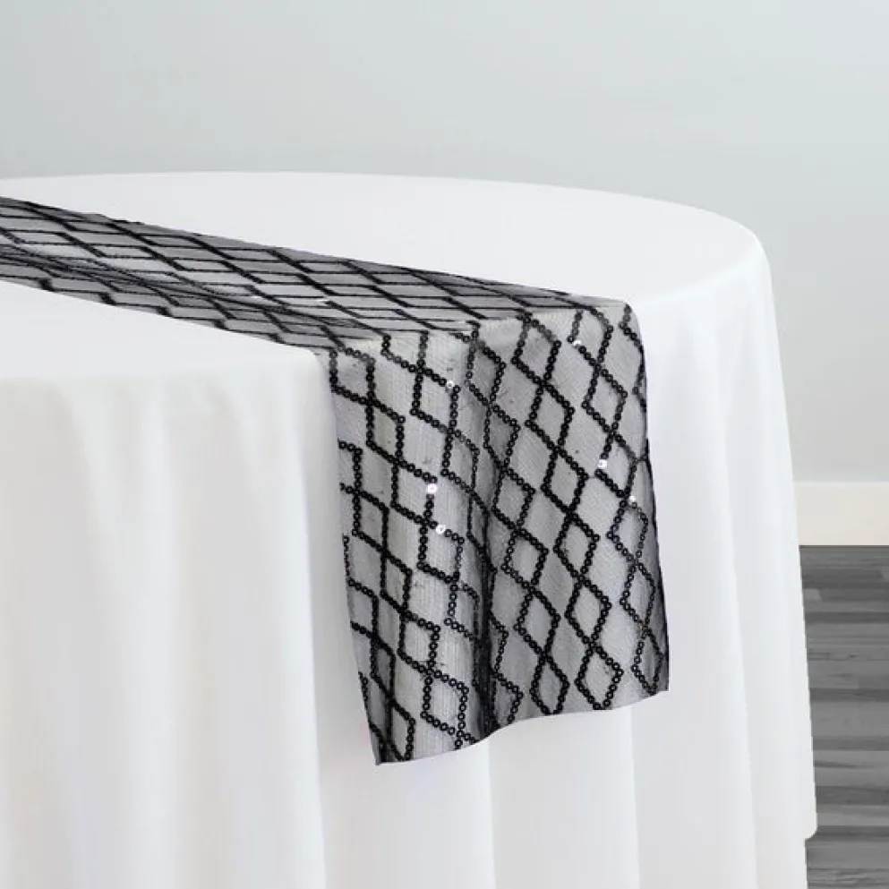 Vortex Sequins Table Runner in Black
