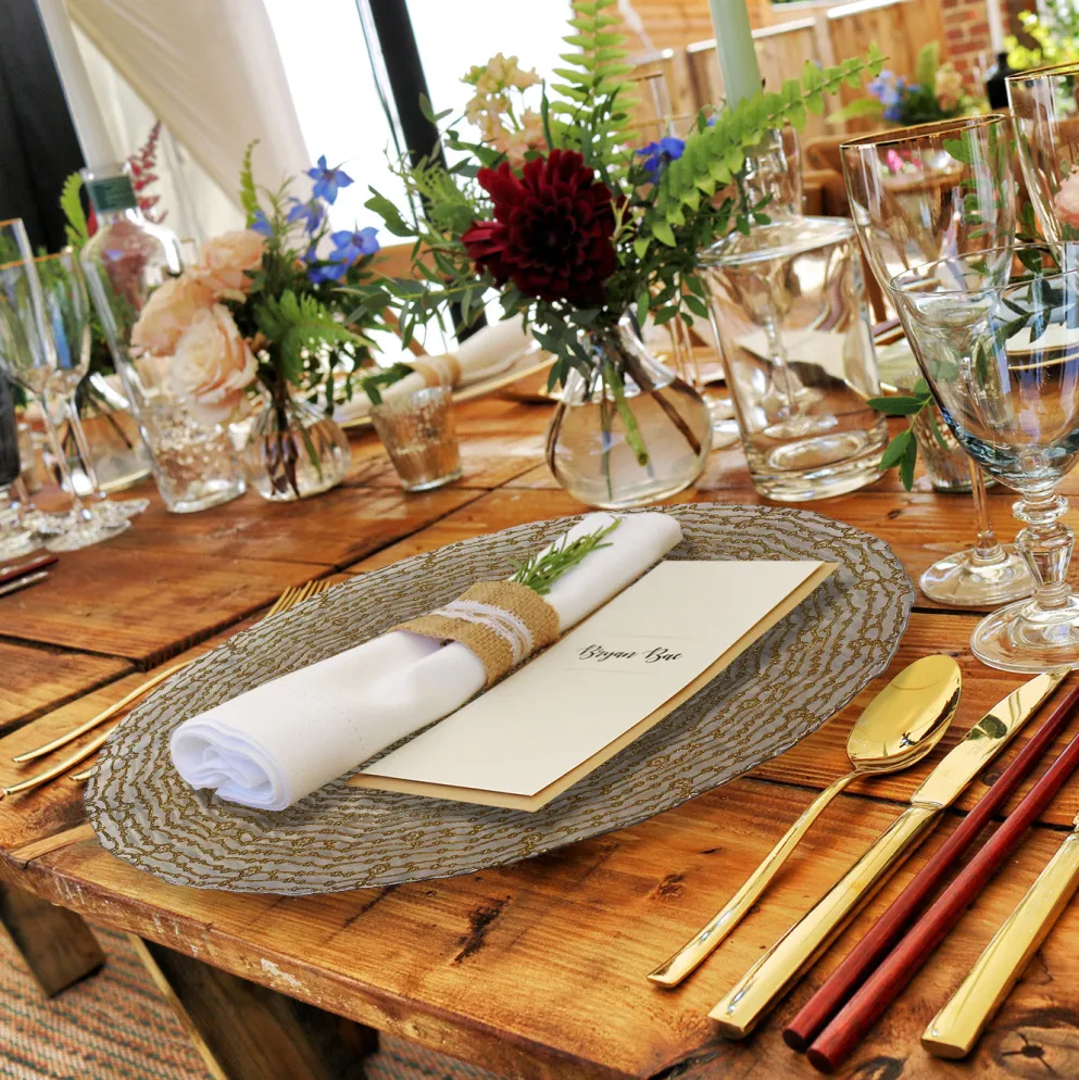 Webbed - Glass Charger Plate in Gold (Item # 0291)