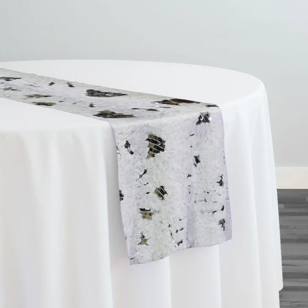 Zenya Sequins Table Runner in White