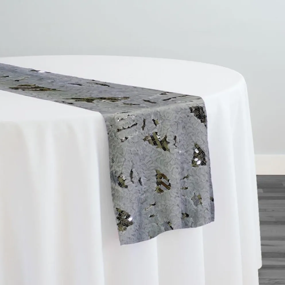 Zenya Sequins Table Runner in Silver